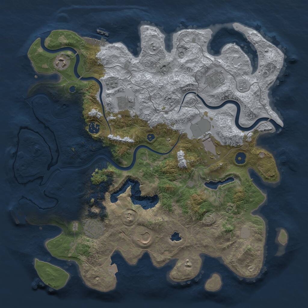 Rust Map: Procedural Map, Size: 4000, Seed: 695249, 14 Monuments