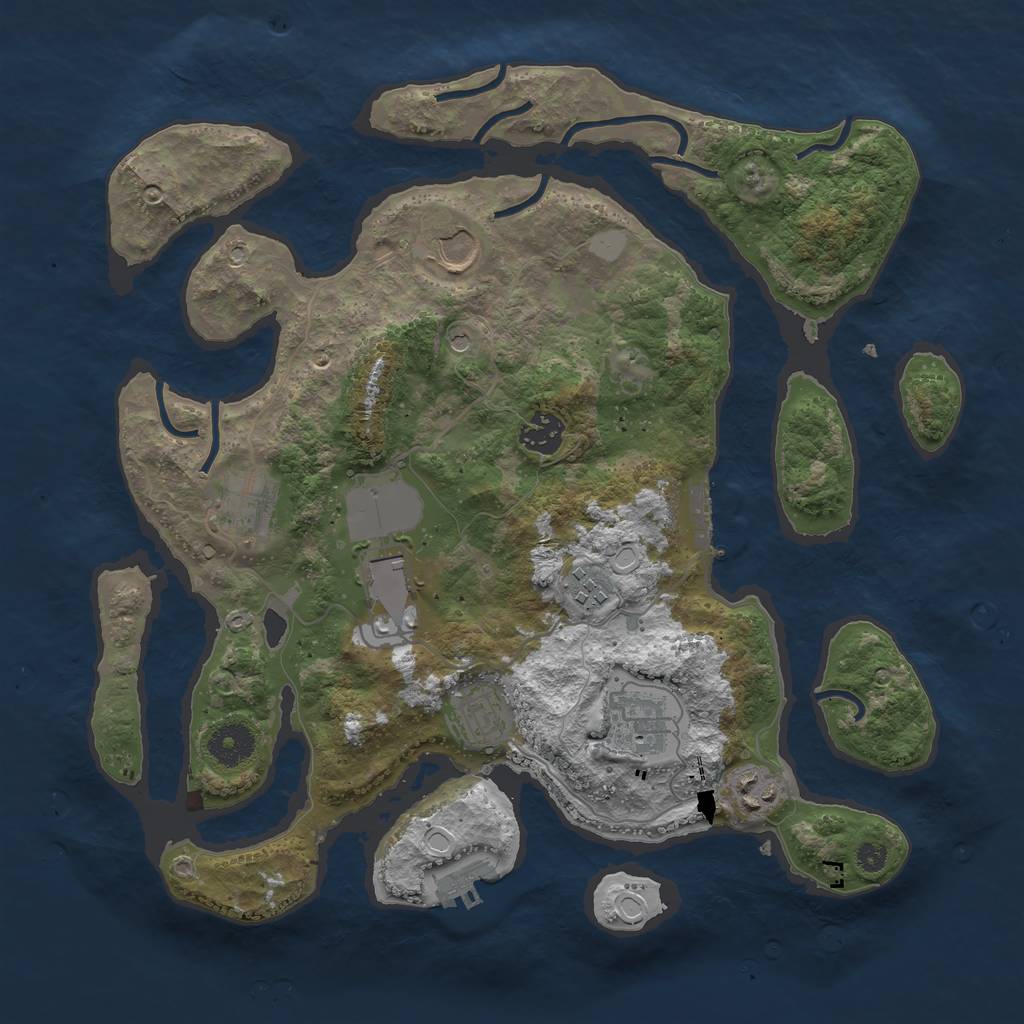 Rust Map: Procedural Map, Size: 3550, Seed: 898768, 16 Monuments