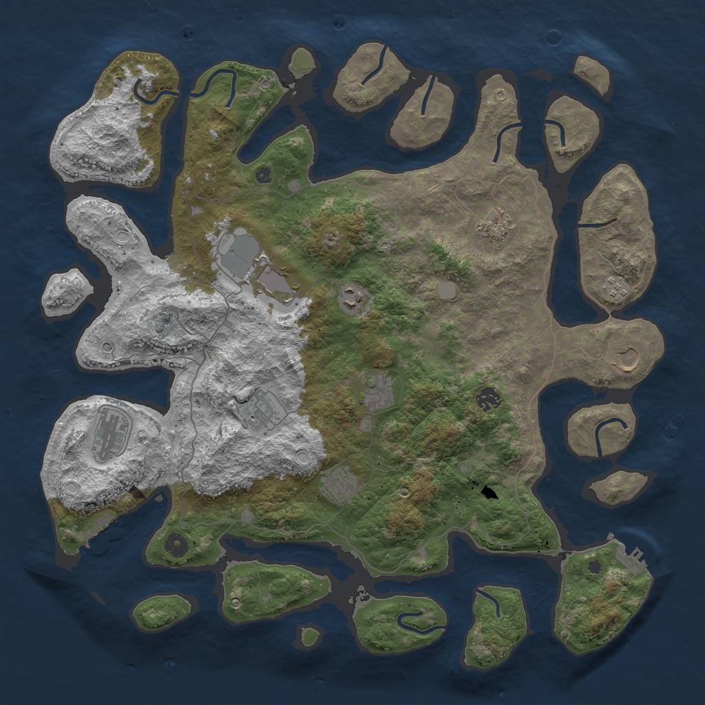 Rust Map: Procedural Map, Size: 4500, Seed: 174927409, 18 Monuments