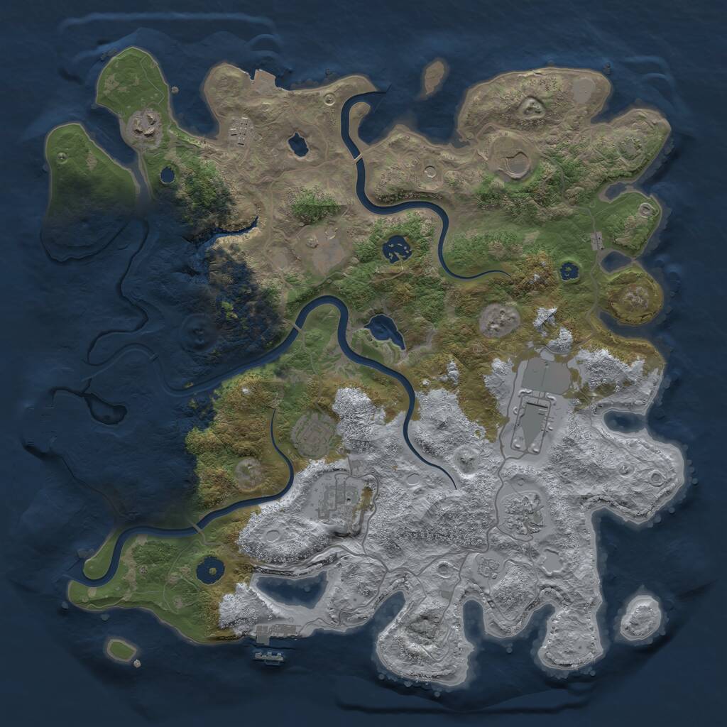 Rust Map: Procedural Map, Size: 4000, Seed: 743355, 15 Monuments