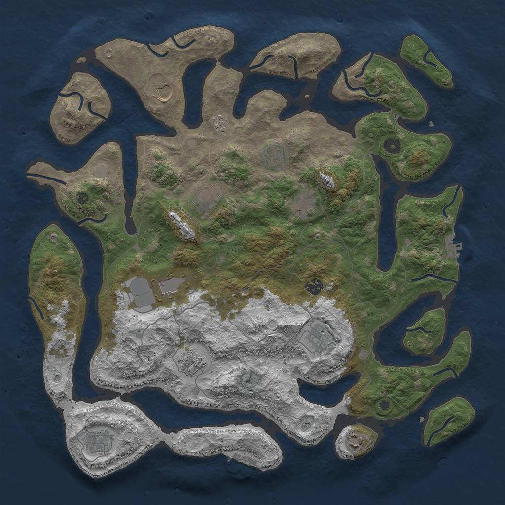 Rust Map: Procedural Map, Size: 4500, Seed: 6969235, 19 Monuments