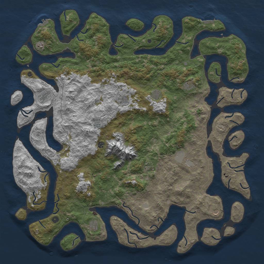 Rust Map: Procedural Map, Size: 6000, Seed: 1388246654, 19 Monuments