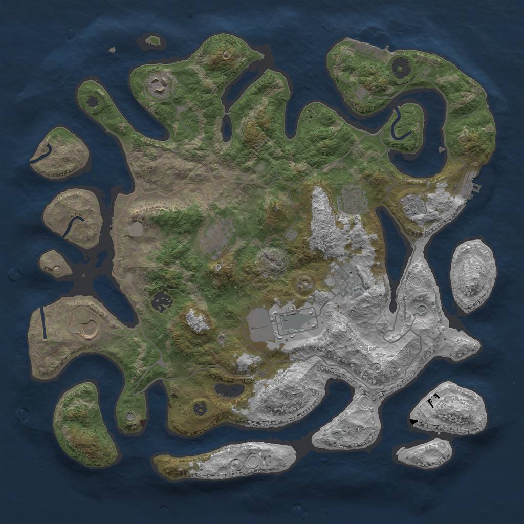 Rust Map: Procedural Map, Size: 4000, Seed: 493249, 16 Monuments