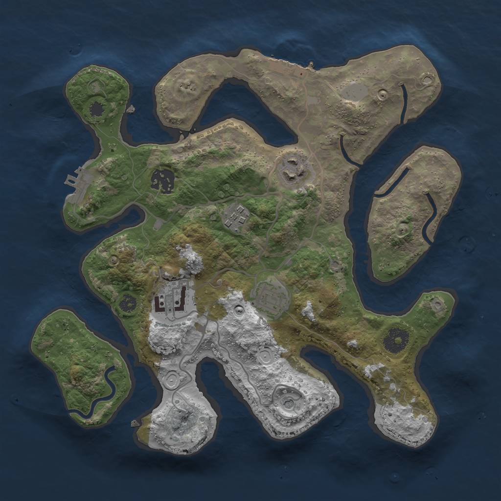 Rust Map: Procedural Map, Size: 3000, Seed: 65135, 13 Monuments