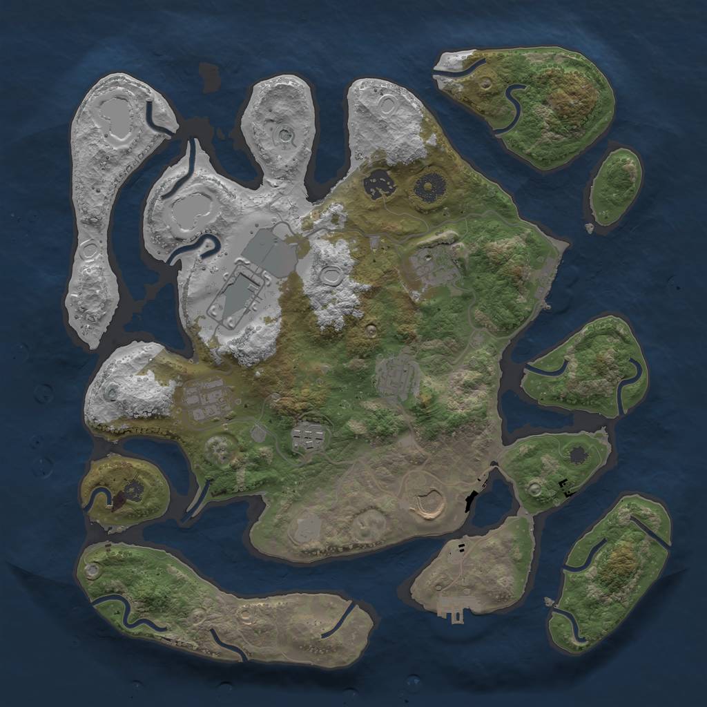 Rust Map: Procedural Map, Size: 3550, Seed: 462924, 15 Monuments