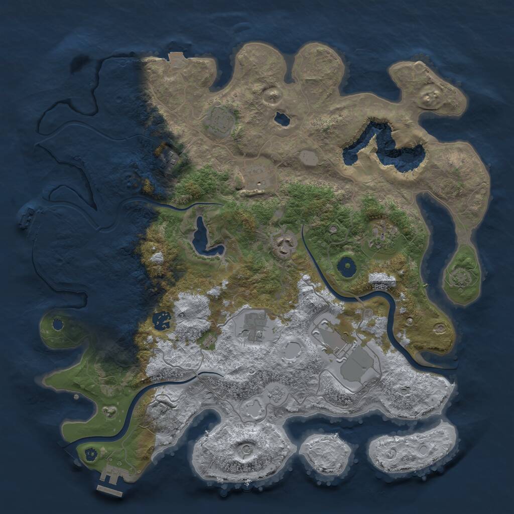 Rust Map: Procedural Map, Size: 4000, Seed: 13513, 14 Monuments
