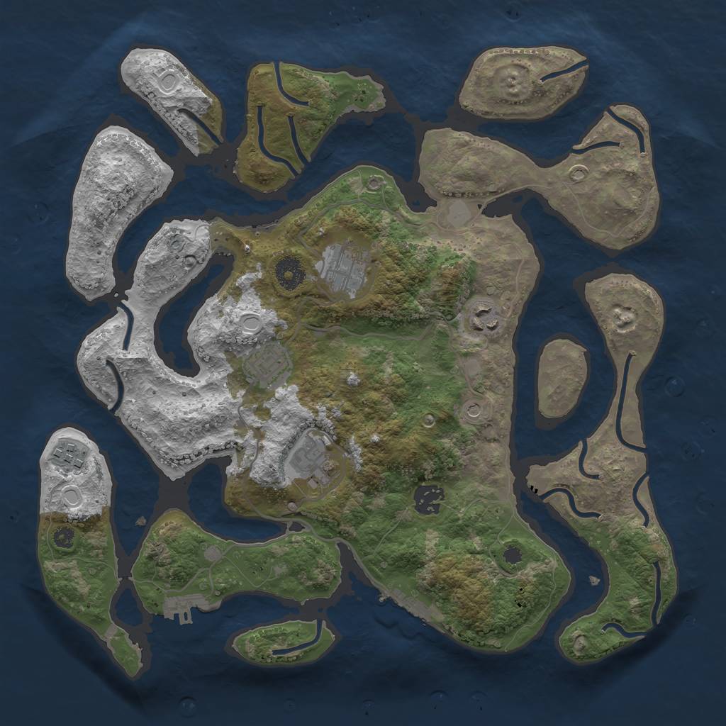 Rust Map: Procedural Map, Size: 3500, Seed: 954030239, 14 Monuments