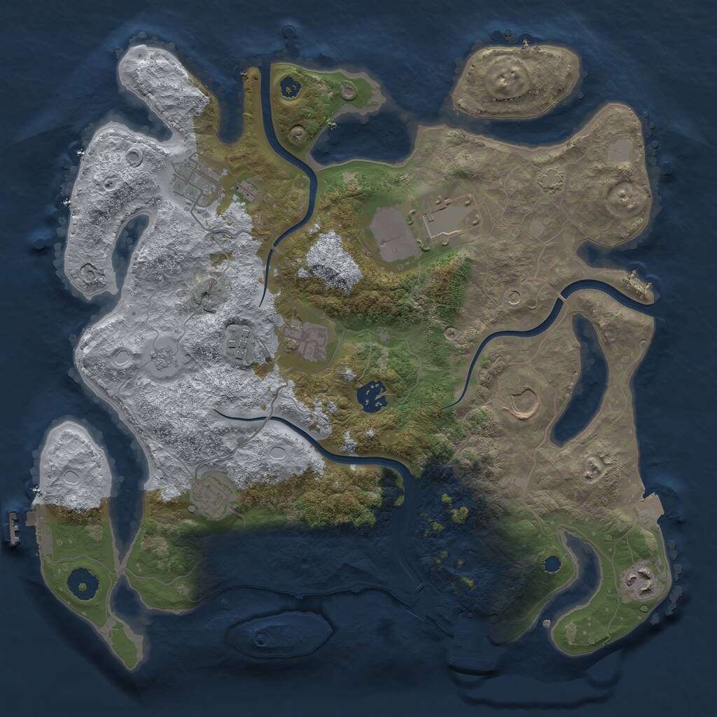 Rust Map: Procedural Map, Size: 3500, Seed: 954030239, 14 Monuments