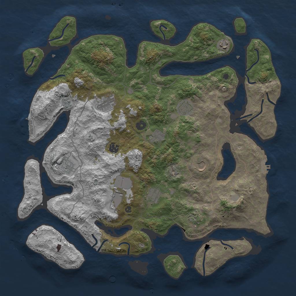 Rust Map: Procedural Map, Size: 4500, Seed: 321123655, 19 Monuments