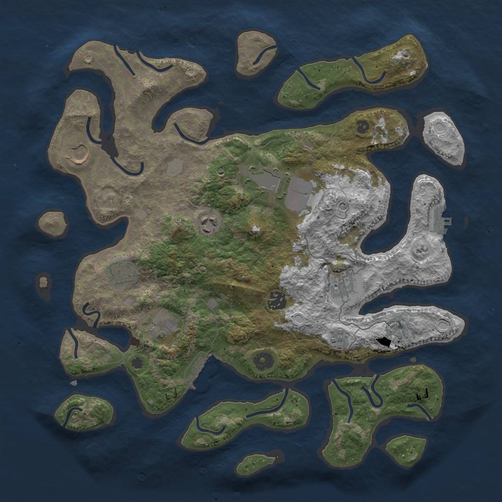 Rust Map: Procedural Map, Size: 3900, Seed: 3225668, 16 Monuments