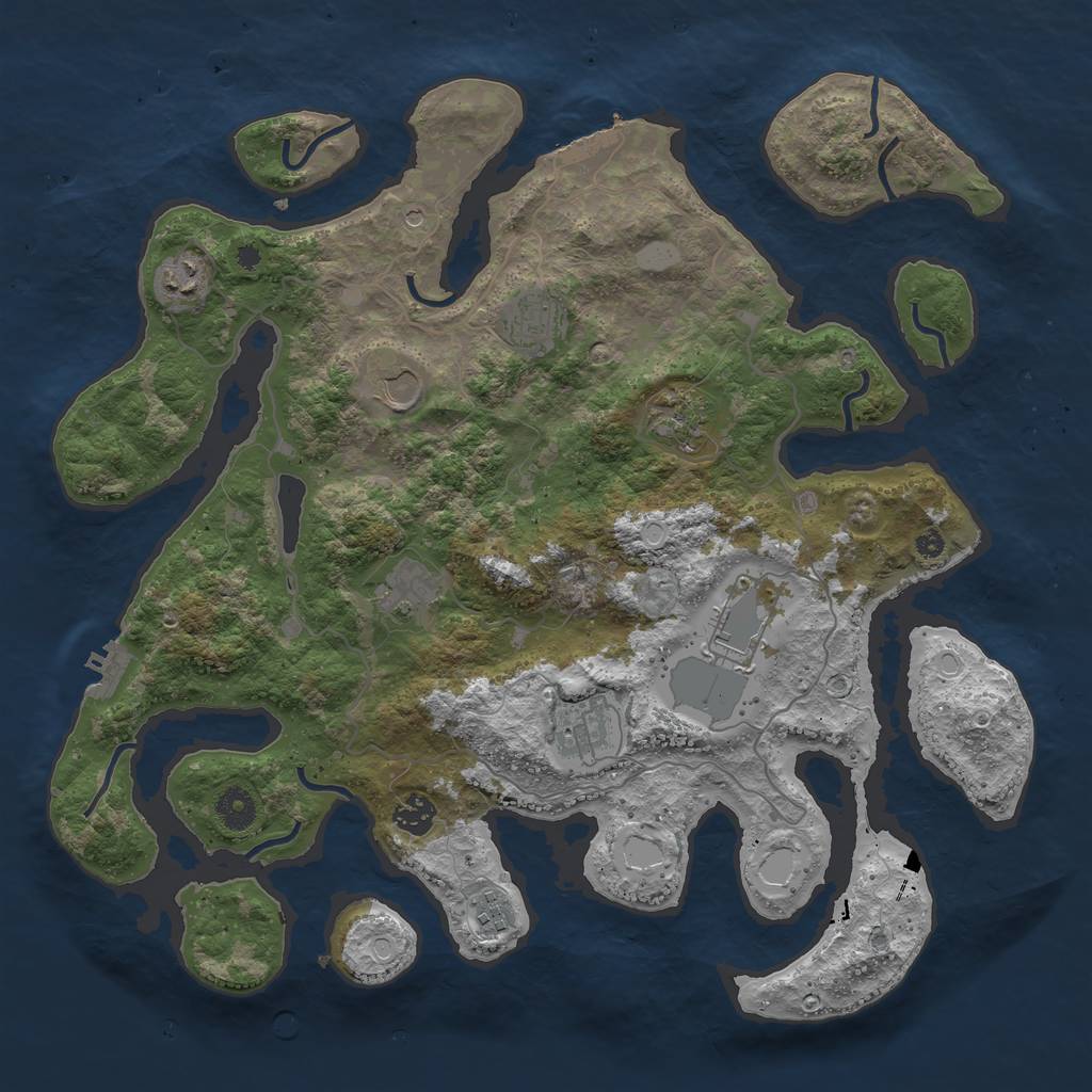 Rust Map: Procedural Map, Size: 4000, Seed: 672532558, 17 Monuments