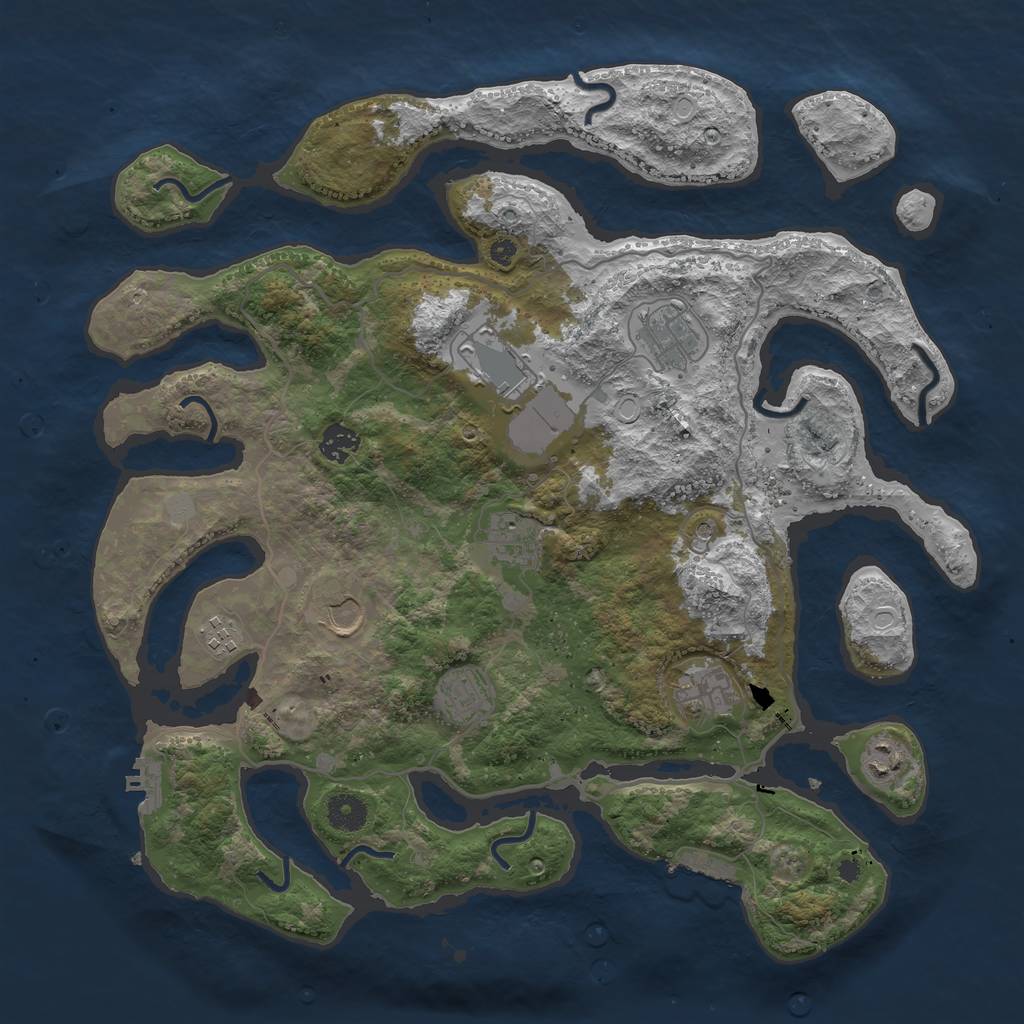 Rust Map: Procedural Map, Size: 4000, Seed: 2864687, 17 Monuments