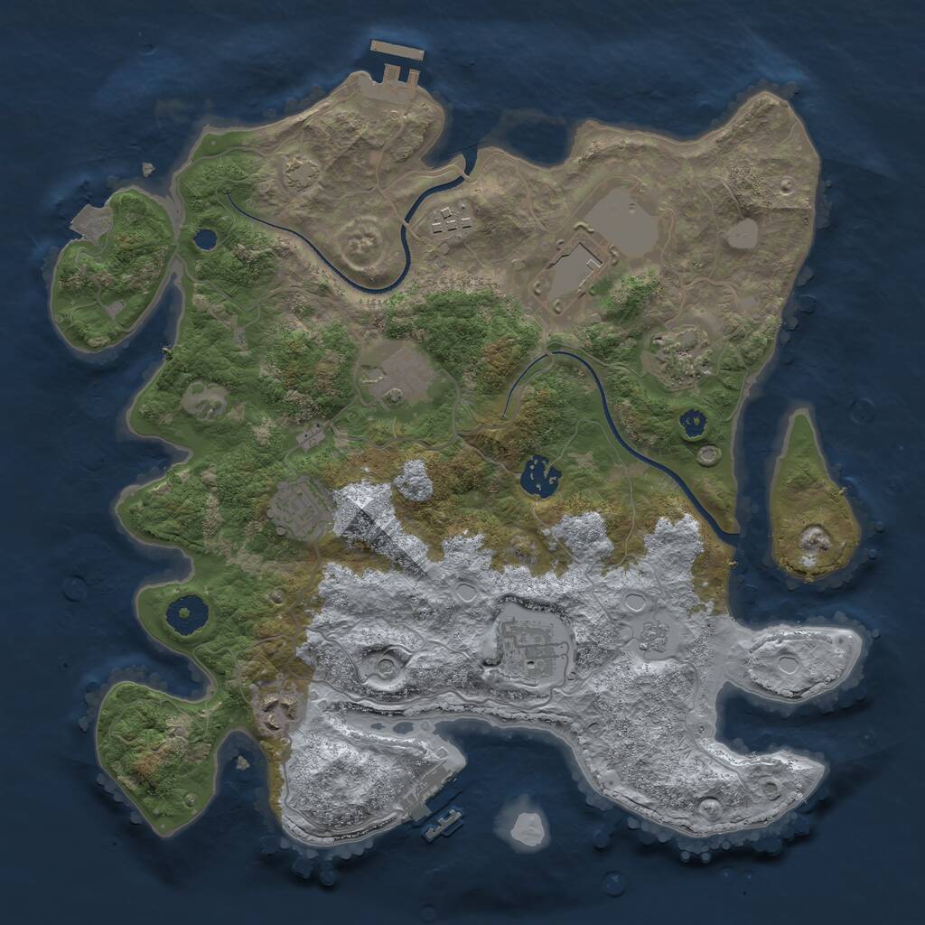 Rust Map: Procedural Map, Size: 3500, Seed: 1911407996, 14 Monuments