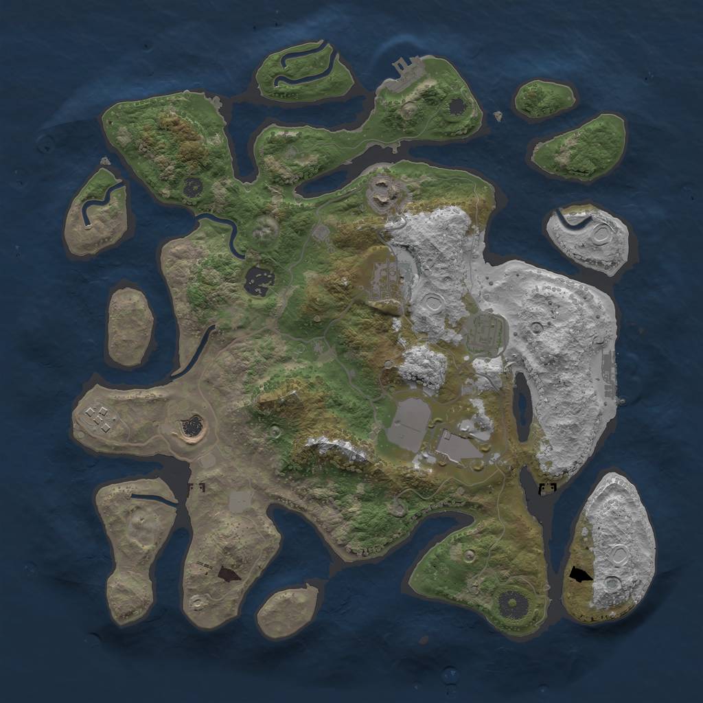 Rust Map: Procedural Map, Size: 3550, Seed: 903210, 14 Monuments