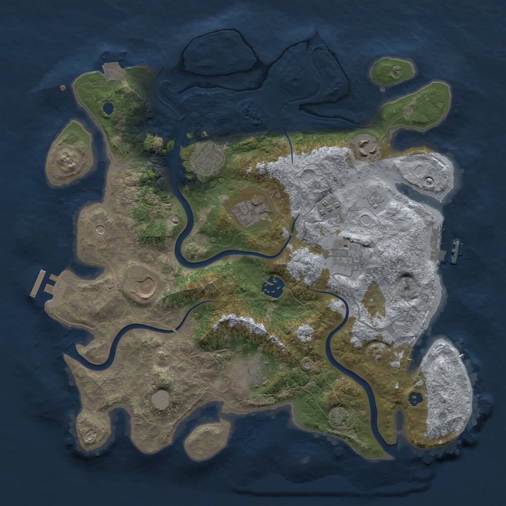 Rust Map: Procedural Map, Size: 3550, Seed: 903210, 14 Monuments