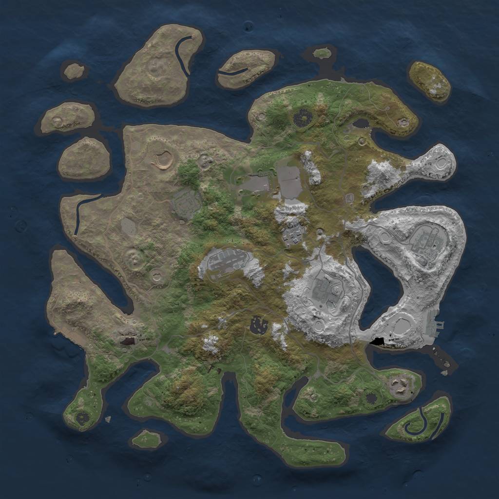 Rust Map: Procedural Map, Size: 4000, Seed: 534946038, 17 Monuments