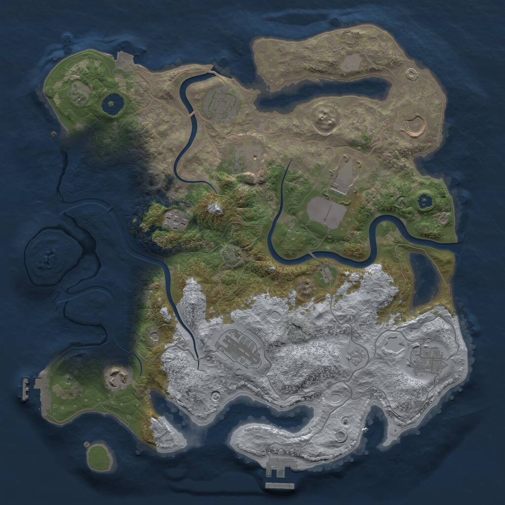 Rust Map: Procedural Map, Size: 3550, Seed: 831454, 14 Monuments