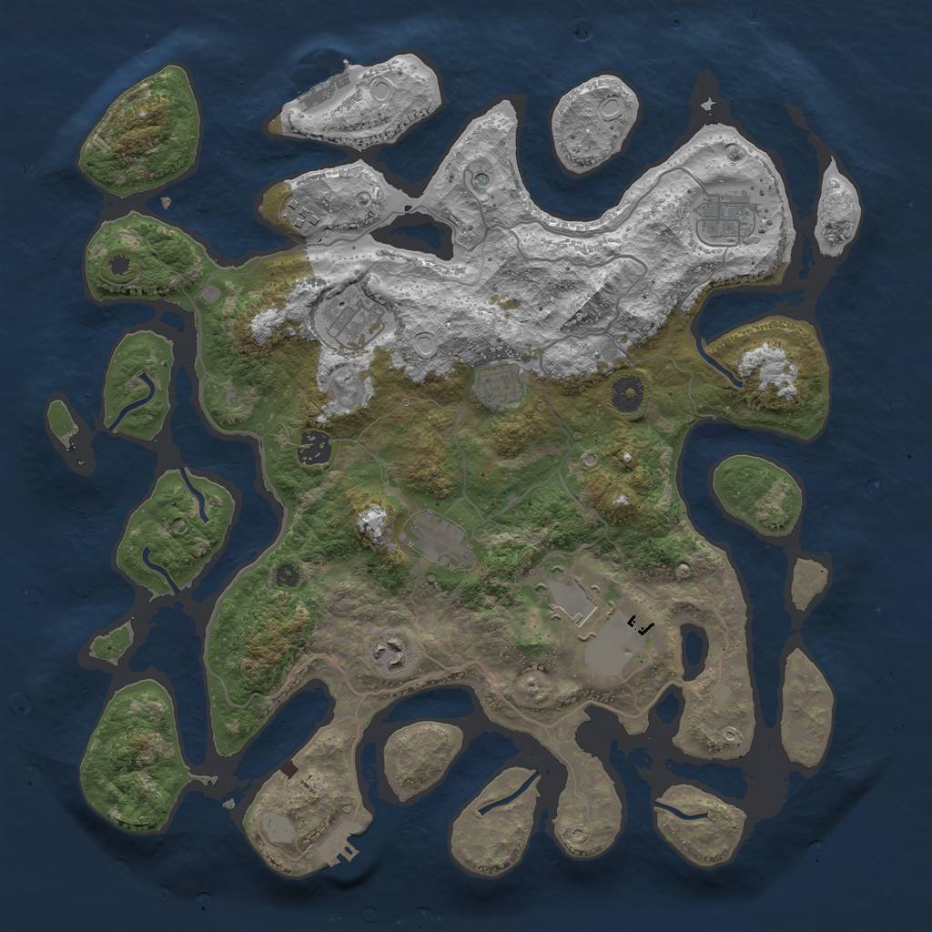 Rust Map: Procedural Map, Size: 4000, Seed: 215765, 16 Monuments