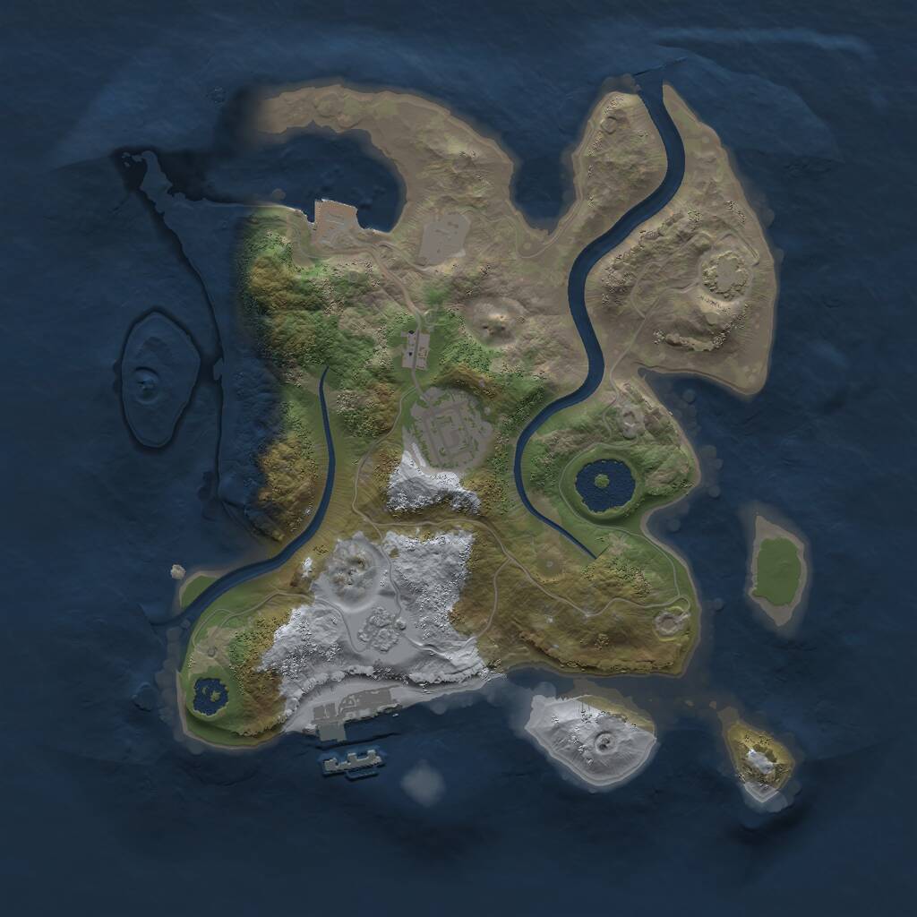 Rust Map: Procedural Map, Size: 2500, Seed: 1429128360, 5 Monuments