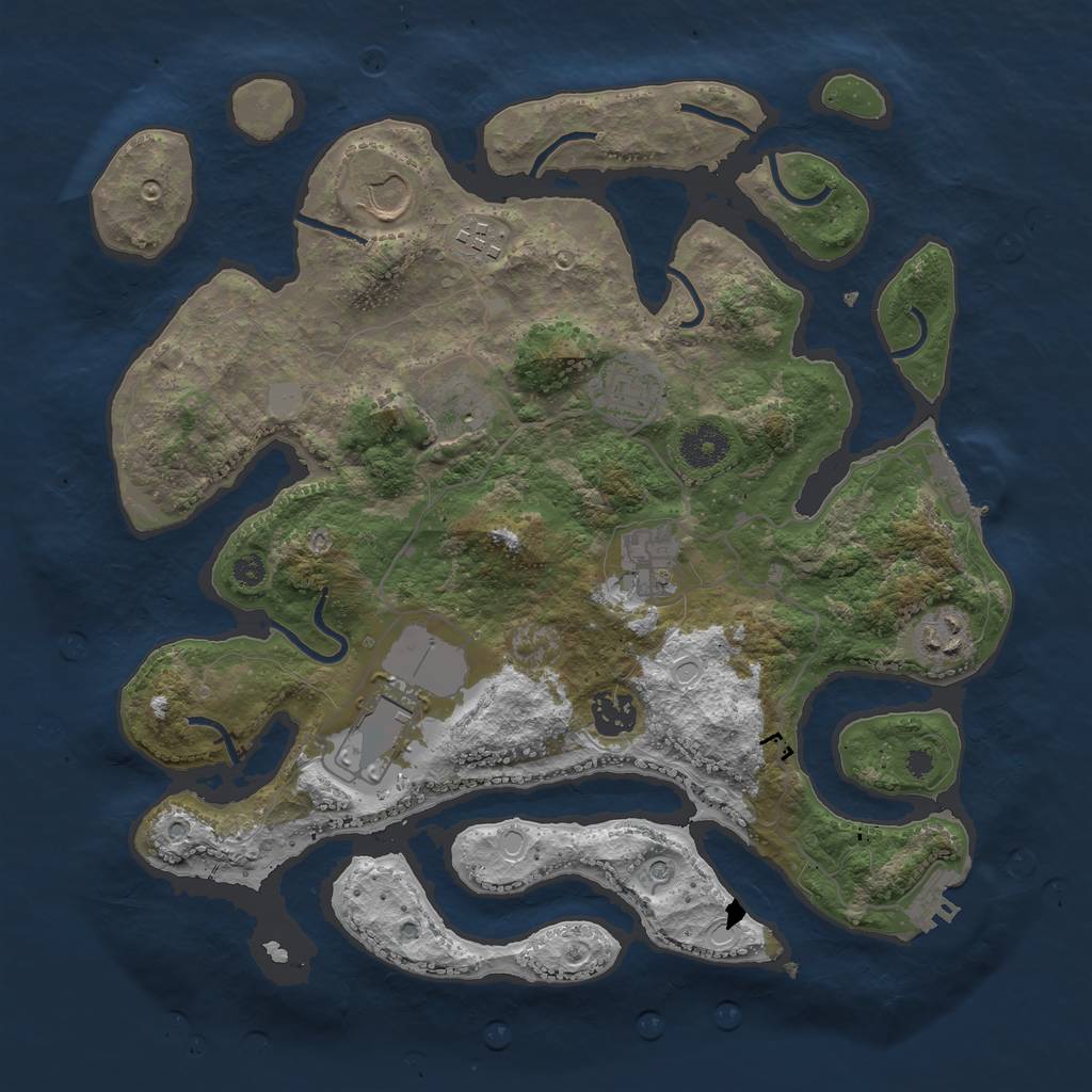 Rust Map: Procedural Map, Size: 3550, Seed: 561174, 16 Monuments