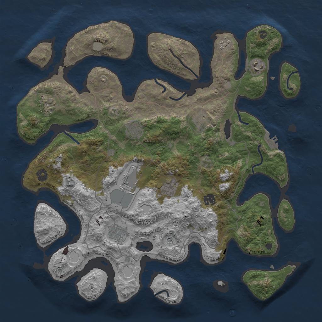 Rust Map: Procedural Map, Size: 4000, Seed: 229011, 16 Monuments