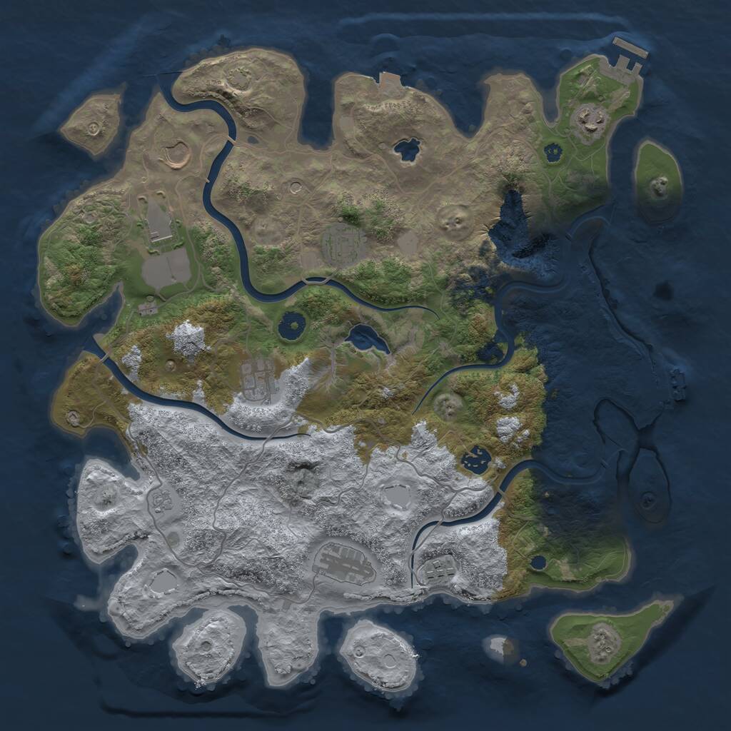 Rust Map: Procedural Map, Size: 4000, Seed: 229011, 14 Monuments