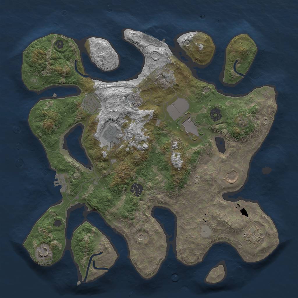 Rust Map: Procedural Map, Size: 3500, Seed: 1393245572, 16 Monuments