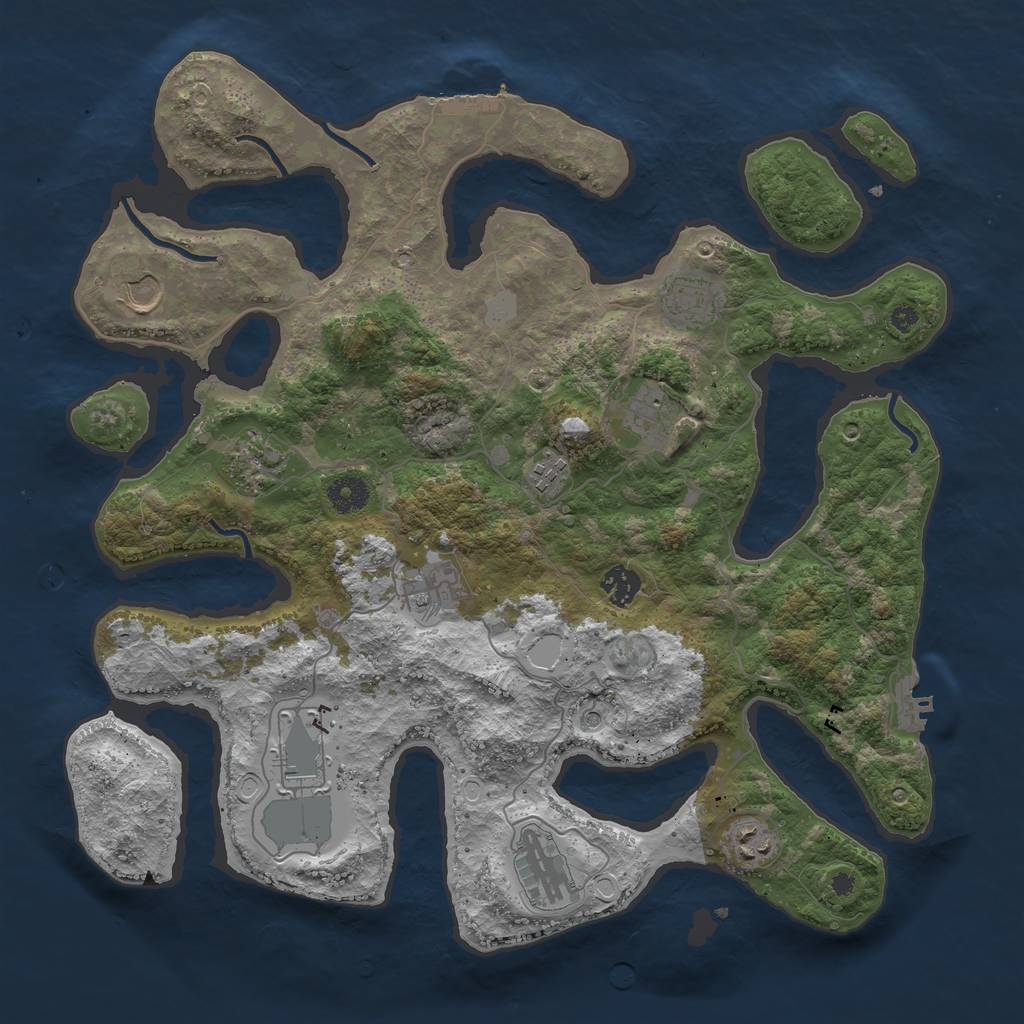 Rust Map: Procedural Map, Size: 3950, Seed: 117716952, 18 Monuments