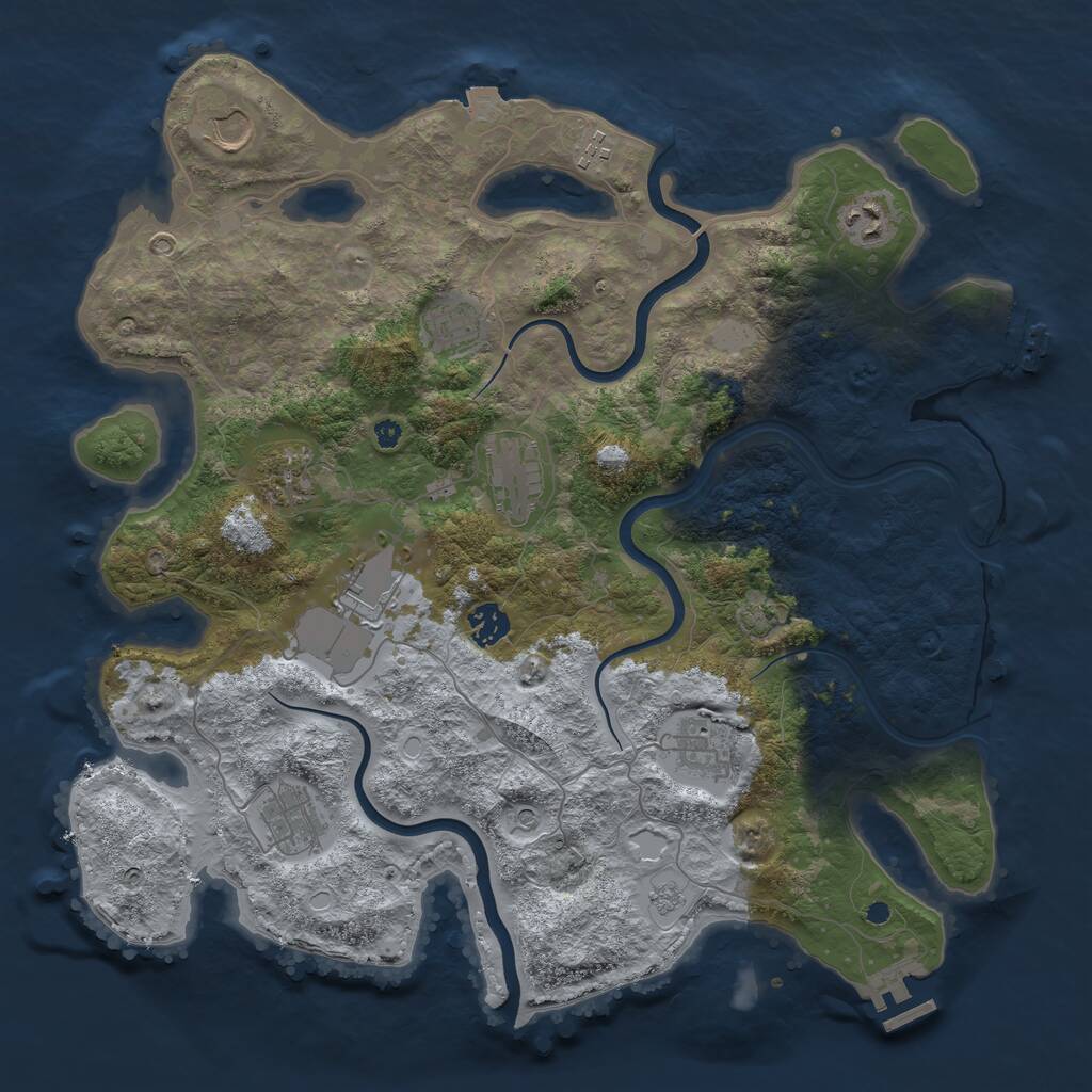 Rust Map: Procedural Map, Size: 3950, Seed: 117716952, 16 Monuments