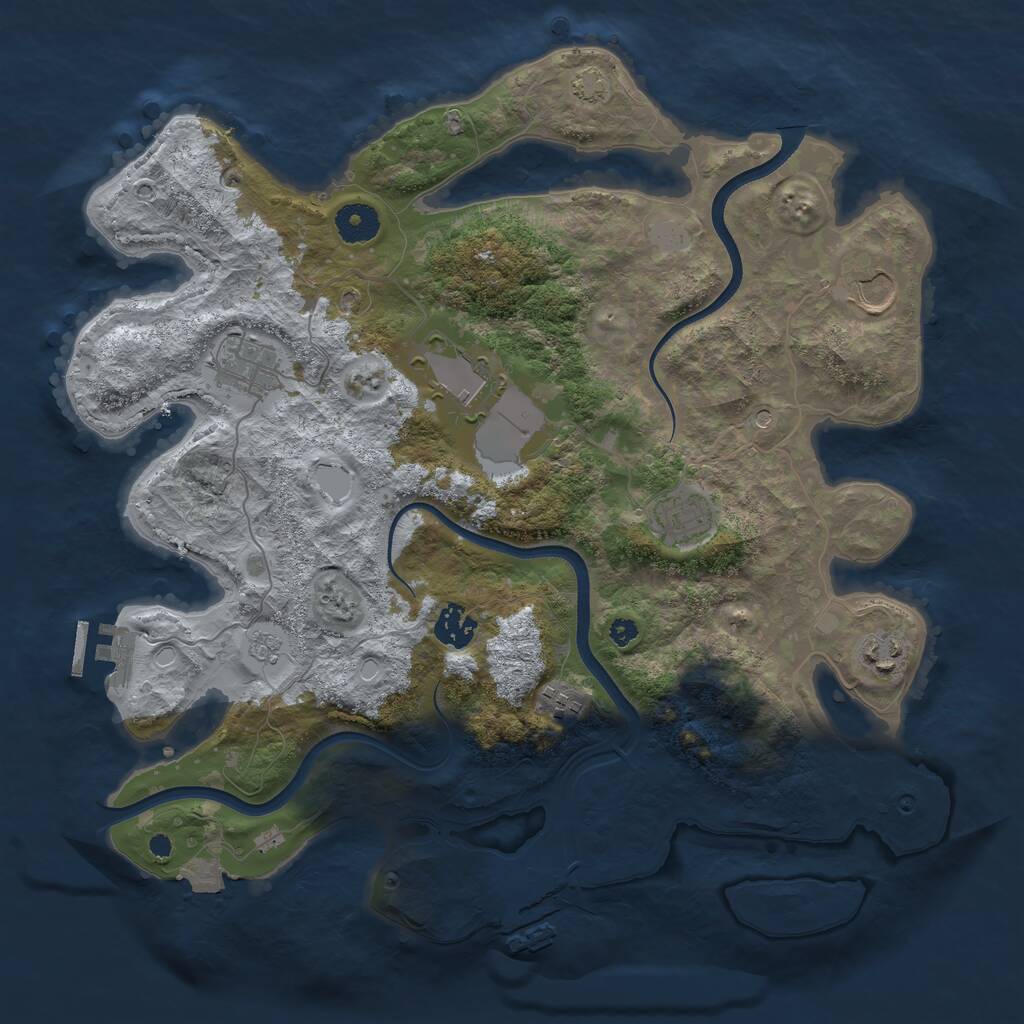 Rust Map: Procedural Map, Size: 3700, Seed: 229871, 13 Monuments