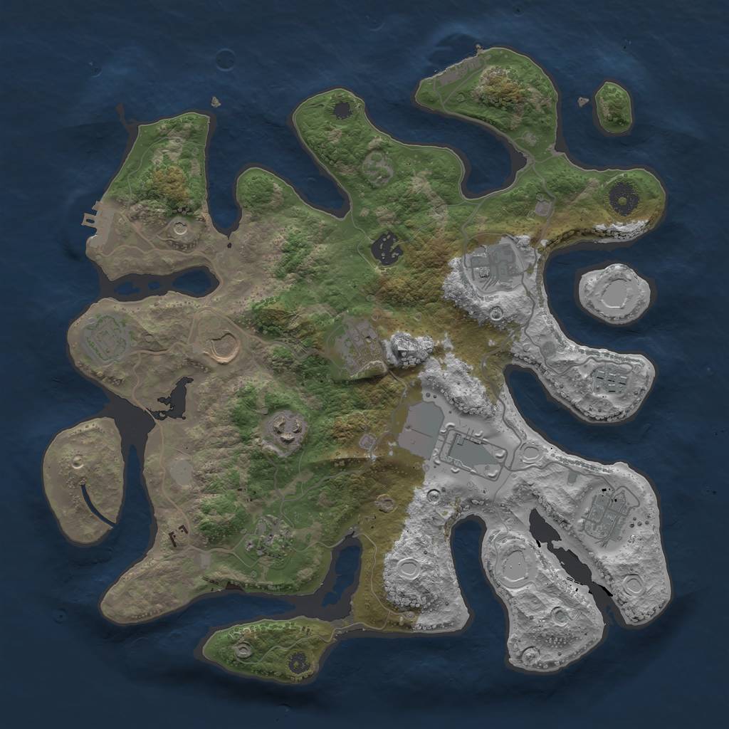 Rust Map: Procedural Map, Size: 3550, Seed: 999279, 18 Monuments