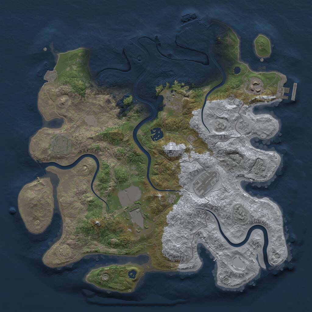 Rust Map: Procedural Map, Size: 3550, Seed: 999279, 13 Monuments