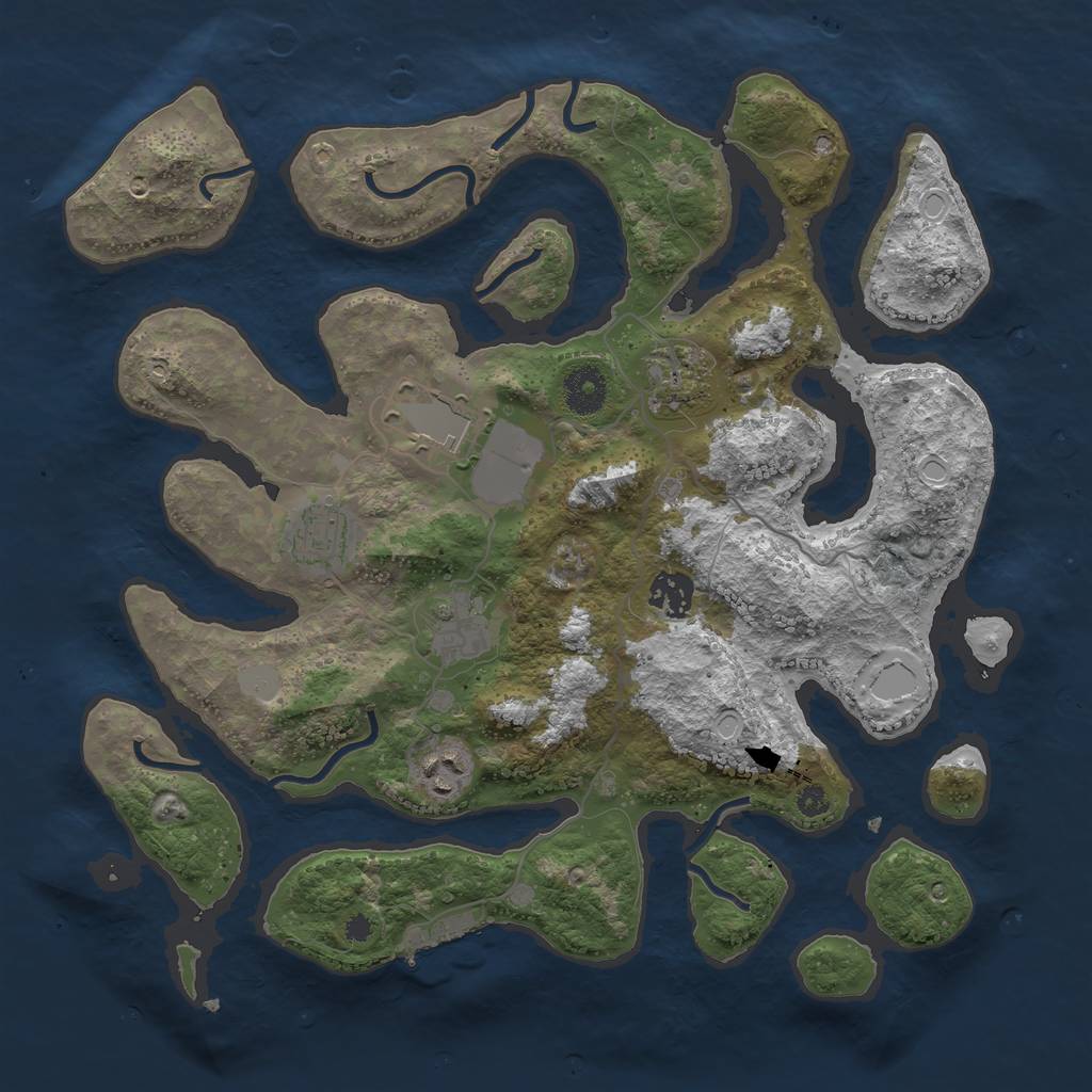 Rust Map: Procedural Map, Size: 3550, Seed: 972434, 12 Monuments