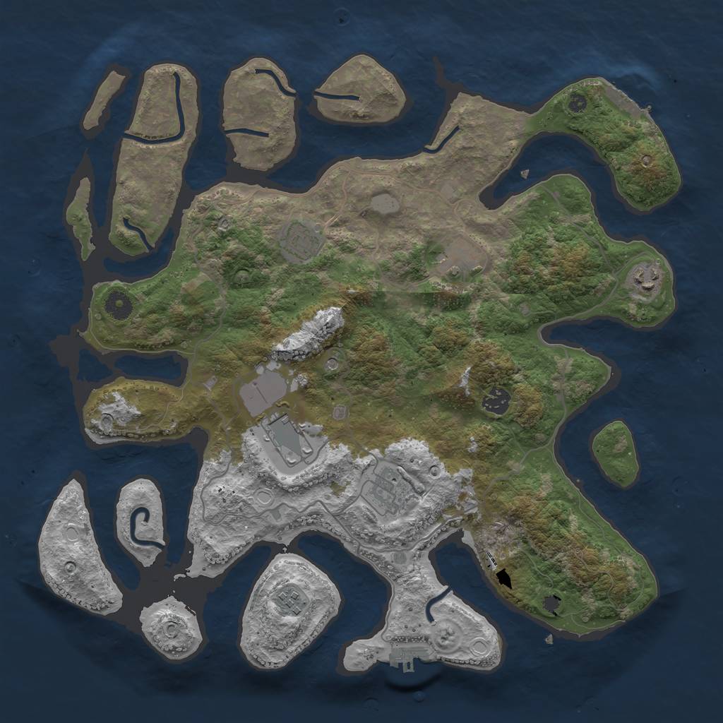 Rust Map: Procedural Map, Size: 4000, Seed: 205472, 15 Monuments