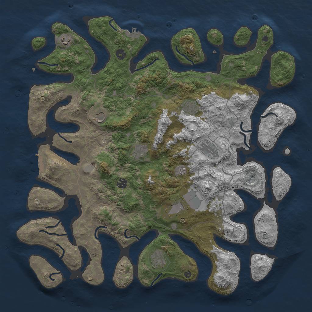 Rust Map: Procedural Map, Size: 4500, Seed: 1630149579, 17 Monuments