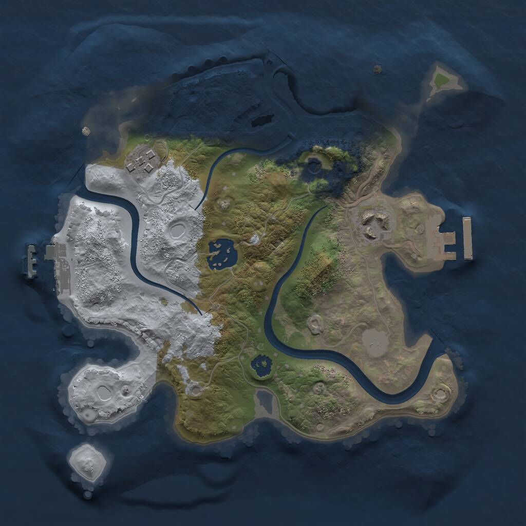 Rust Map: Procedural Map, Size: 2500, Seed: 3423, 7 Monuments