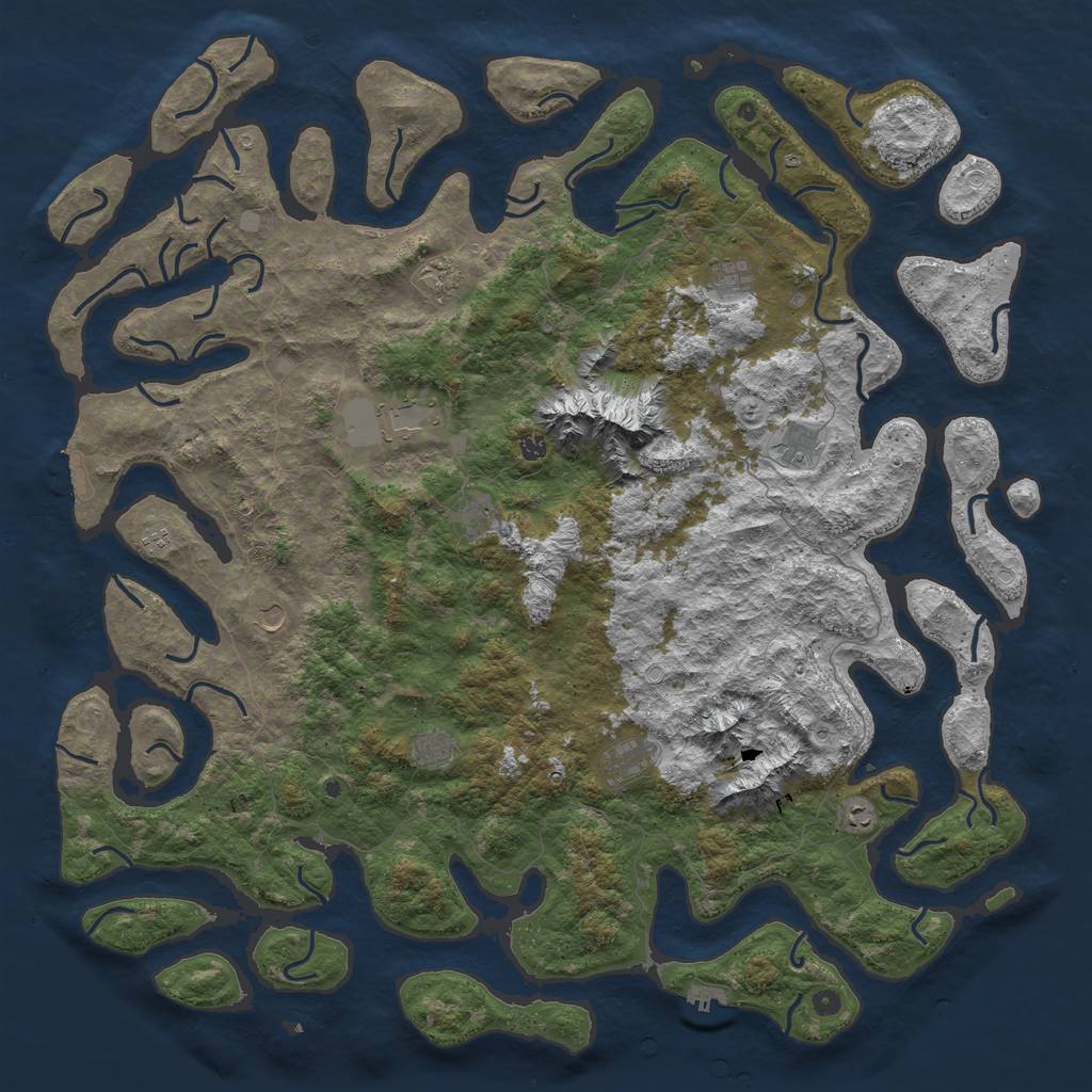 Rust Map: Procedural Map, Size: 6000, Seed: 1234565, 19 Monuments