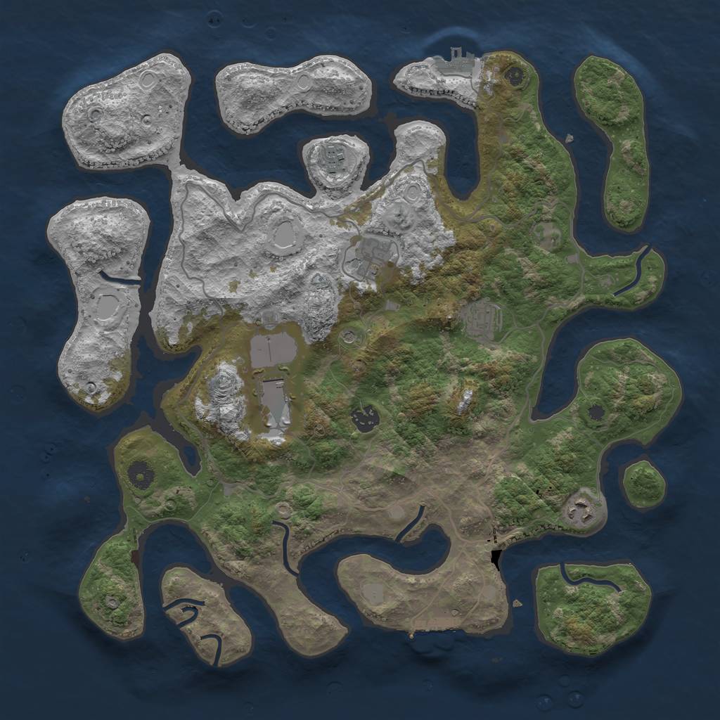 Rust Map: Procedural Map, Size: 4000, Seed: 299344, 14 Monuments