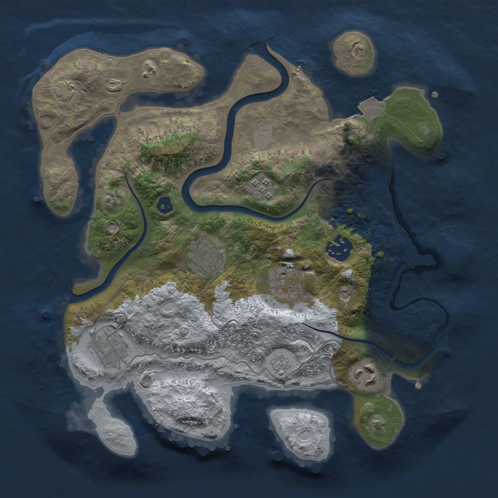 Rust Map: Procedural Map, Size: 3000, Seed: 57385, 10 Monuments