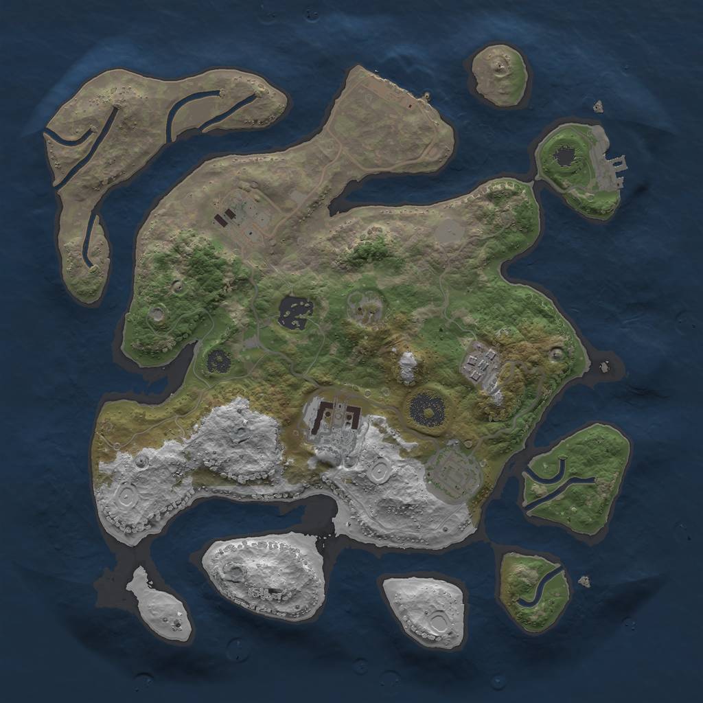 Rust Map: Procedural Map, Size: 3000, Seed: 57385, 12 Monuments