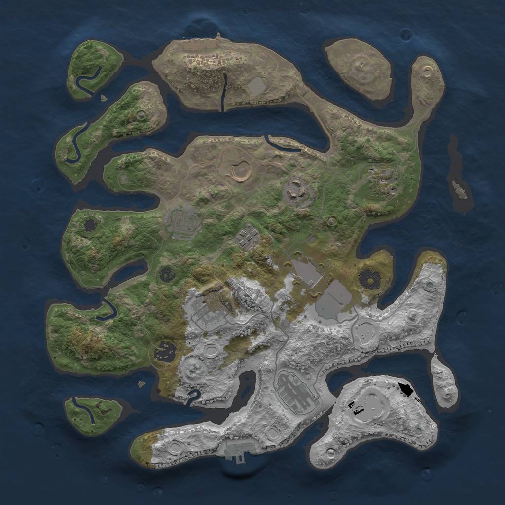 Rust Map: Procedural Map, Size: 3500, Seed: 8988, 16 Monuments
