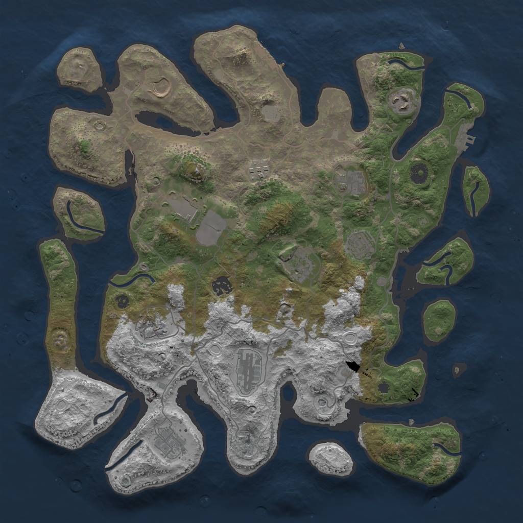 Rust Map: Procedural Map, Size: 4050, Seed: 1234833525, 19 Monuments