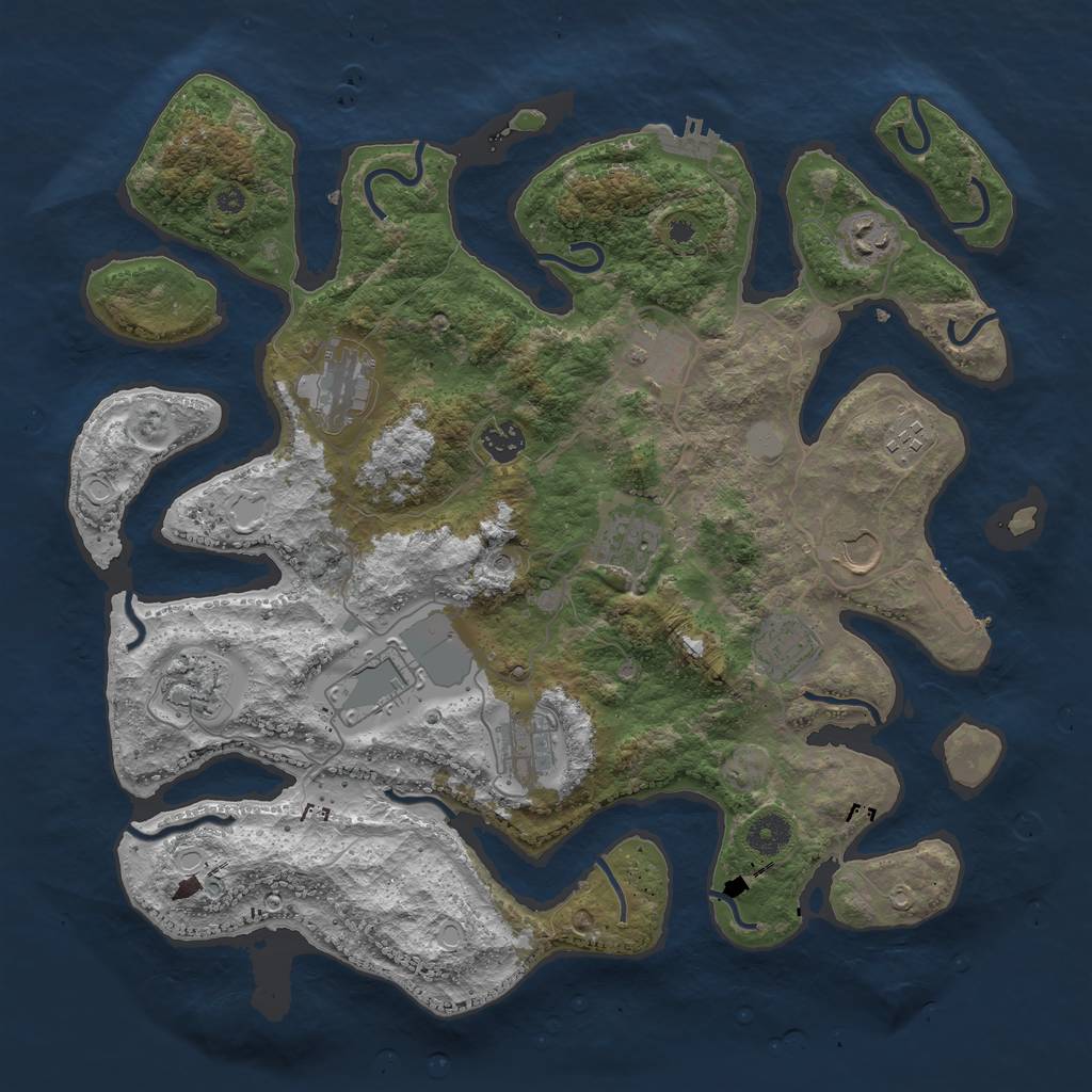 Rust Map: Procedural Map, Size: 3950, Seed: 13057315, 19 Monuments