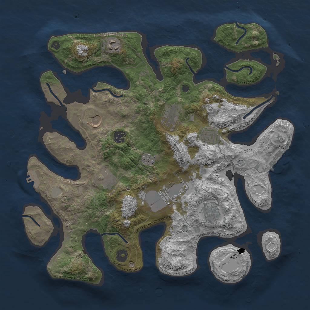 Rust Map: Procedural Map, Size: 3750, Seed: 712372, 17 Monuments