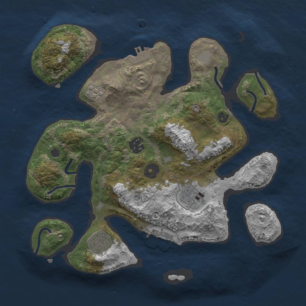 Rust Map: Procedural Map, Size: 3000, Seed: 2505, 12 Monuments