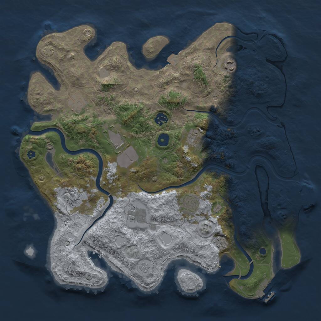 Rust Map: Procedural Map, Size: 3850, Seed: 938473403, 15 Monuments