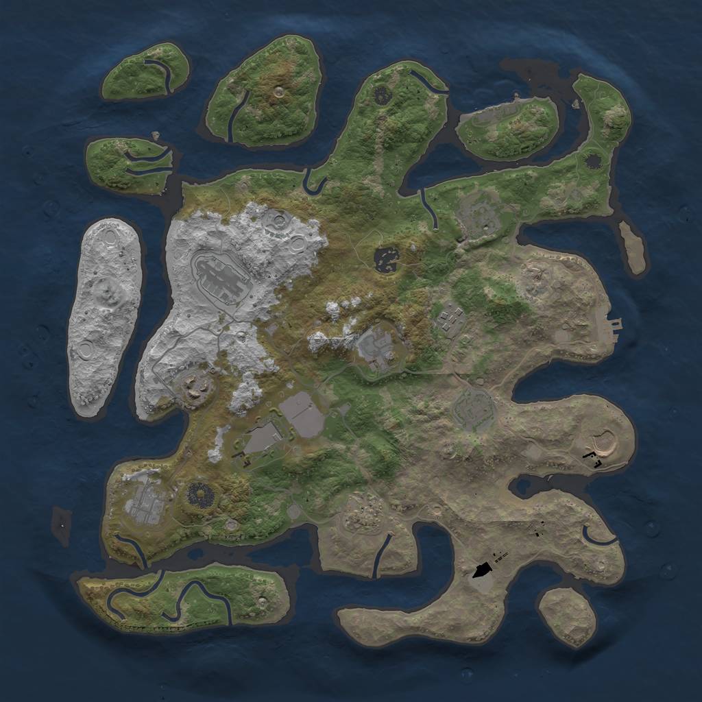 Rust Map: Procedural Map, Size: 3950, Seed: 165276302, 19 Monuments