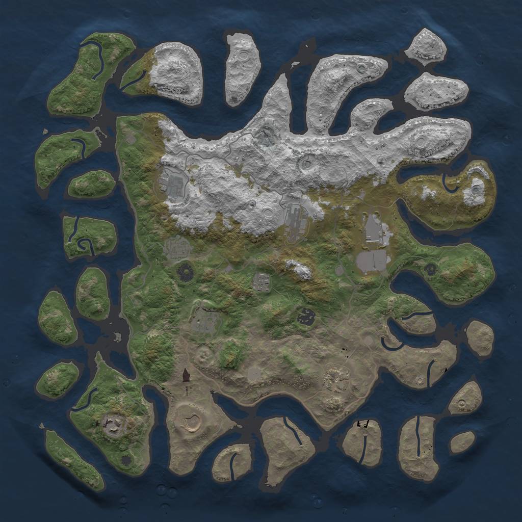 Rust Map: Procedural Map, Size: 4500, Seed: 555151788, 16 Monuments
