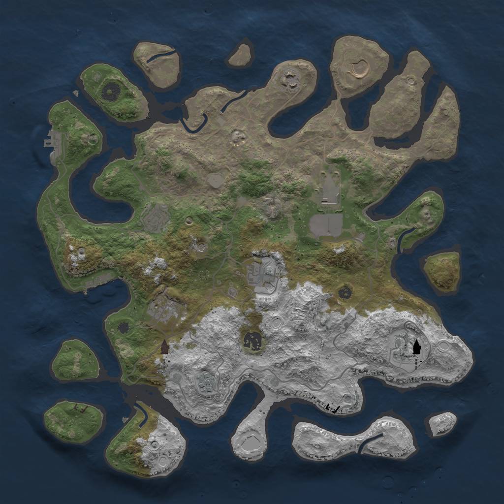 Rust Map: Procedural Map, Size: 4000, Seed: 44552211, 17 Monuments