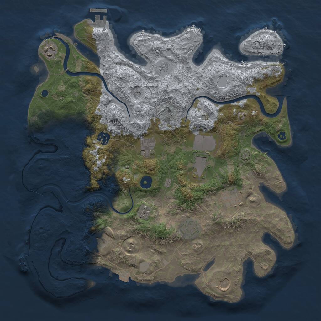 Rust Map: Procedural Map, Size: 3800, Seed: 59385250, 15 Monuments